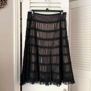 Vintage Black Tiered Sheer A-Line Knee Length Skirt Size 4